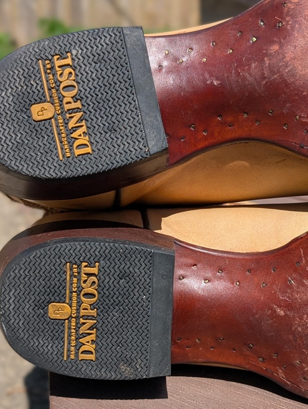 Dan Post Palamino Tan Leather Western Cowboy Boots Size 13 Men's Stitched Design - Picture 8 of 11